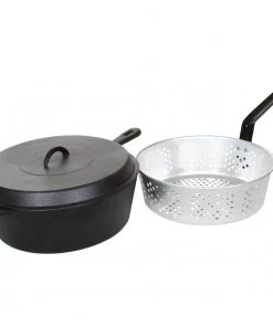 Cast Iron Cookware Cajun Classic Seasoned Cast Iron Chicken Fryer