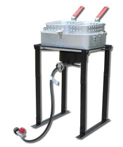 King Kooker Double Square Fish Fryer Pot Tall Outdoor Cooking Kit Fish Fryers