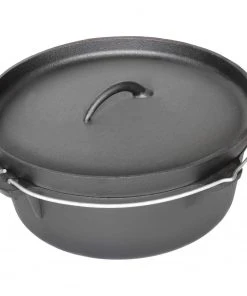 Cajun Classic Seasoned Camp Dutch Oven W/ Biscuit Lid - 20 Qt Cast Iron Cookware