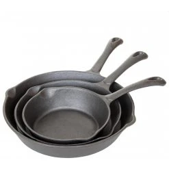 Cast Iron Cookware Cajun Classic Cast Iron Skillet Set - 6, 8 & 10 Inch Unseasoned