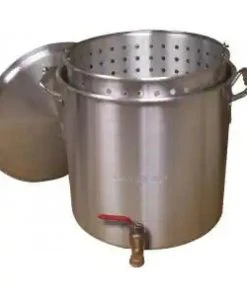 King Kooker Aluminum Boiling Pot With Drain Valve, Basket And Lid 100 Qt Stock Pots